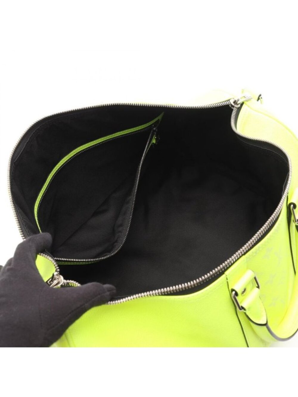 Louis Vuitton Boston Bag Keepall Bandouliere 50 Neon Yellow Leather Canvas - Picture 3 of 10